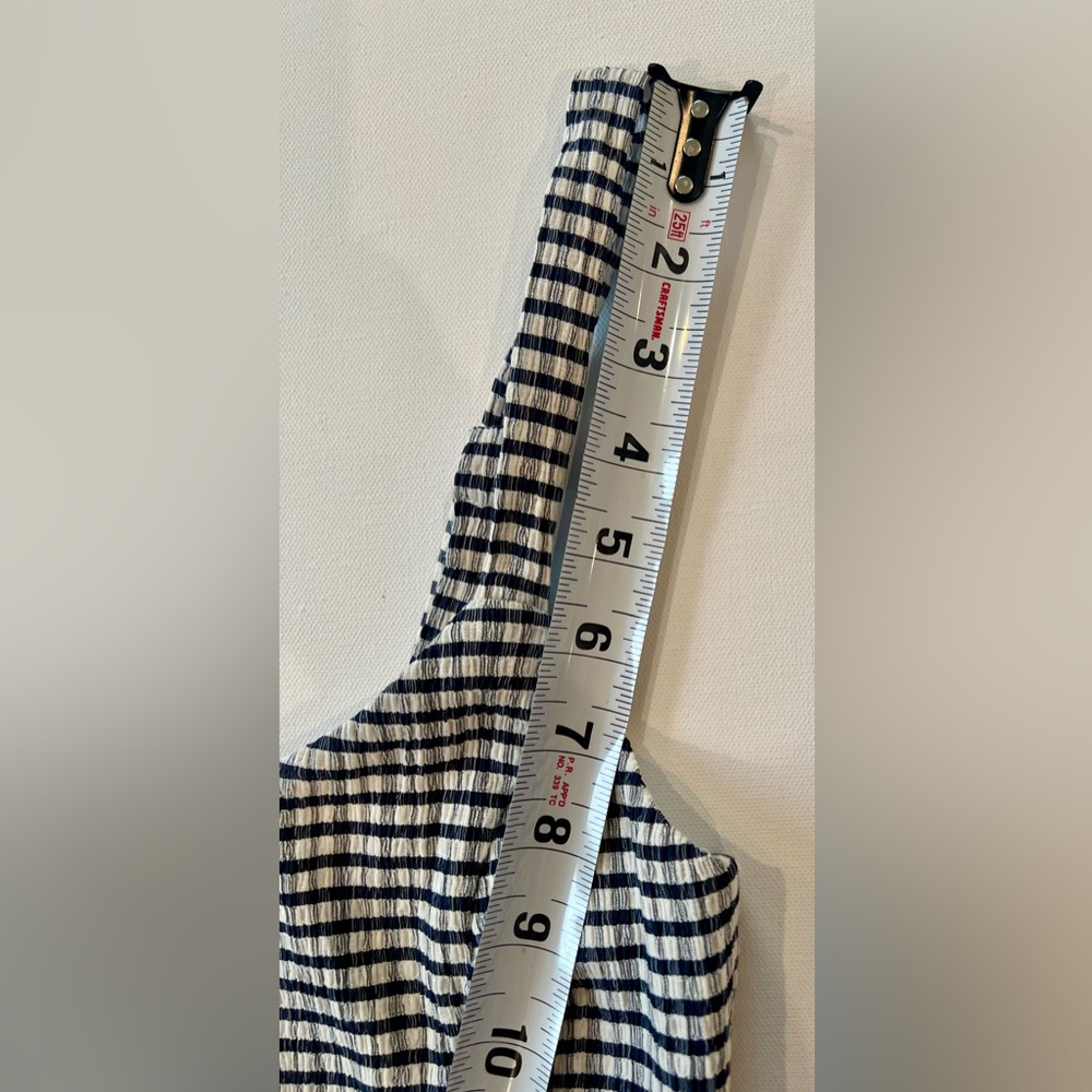 Lulu's Plaid White Navy Checkered Crop Top Cotton Blend Size Small - Picture 9 of 14